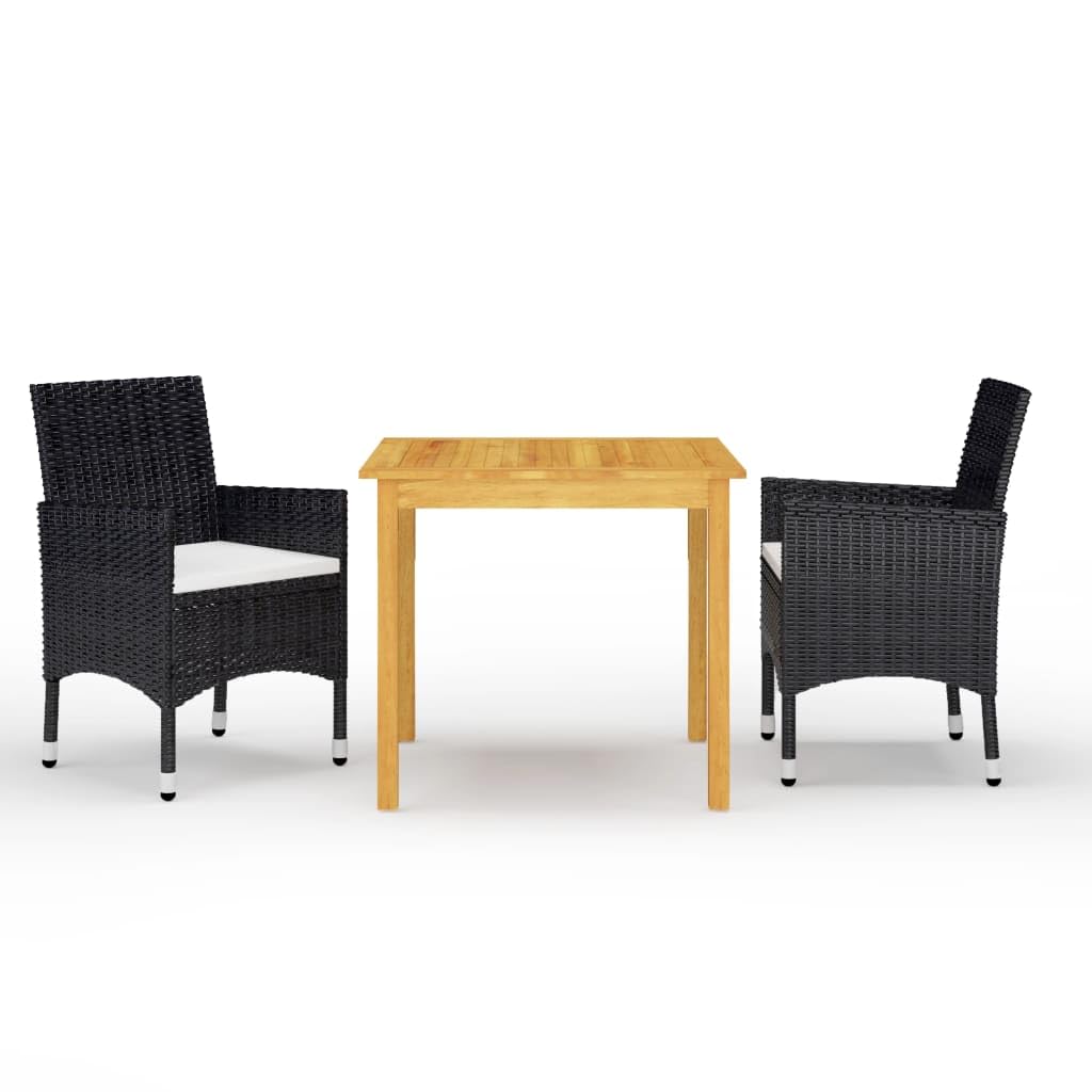Salon de jardin 3 pièces noir avec coussins pour balcon et terrasse conviviale