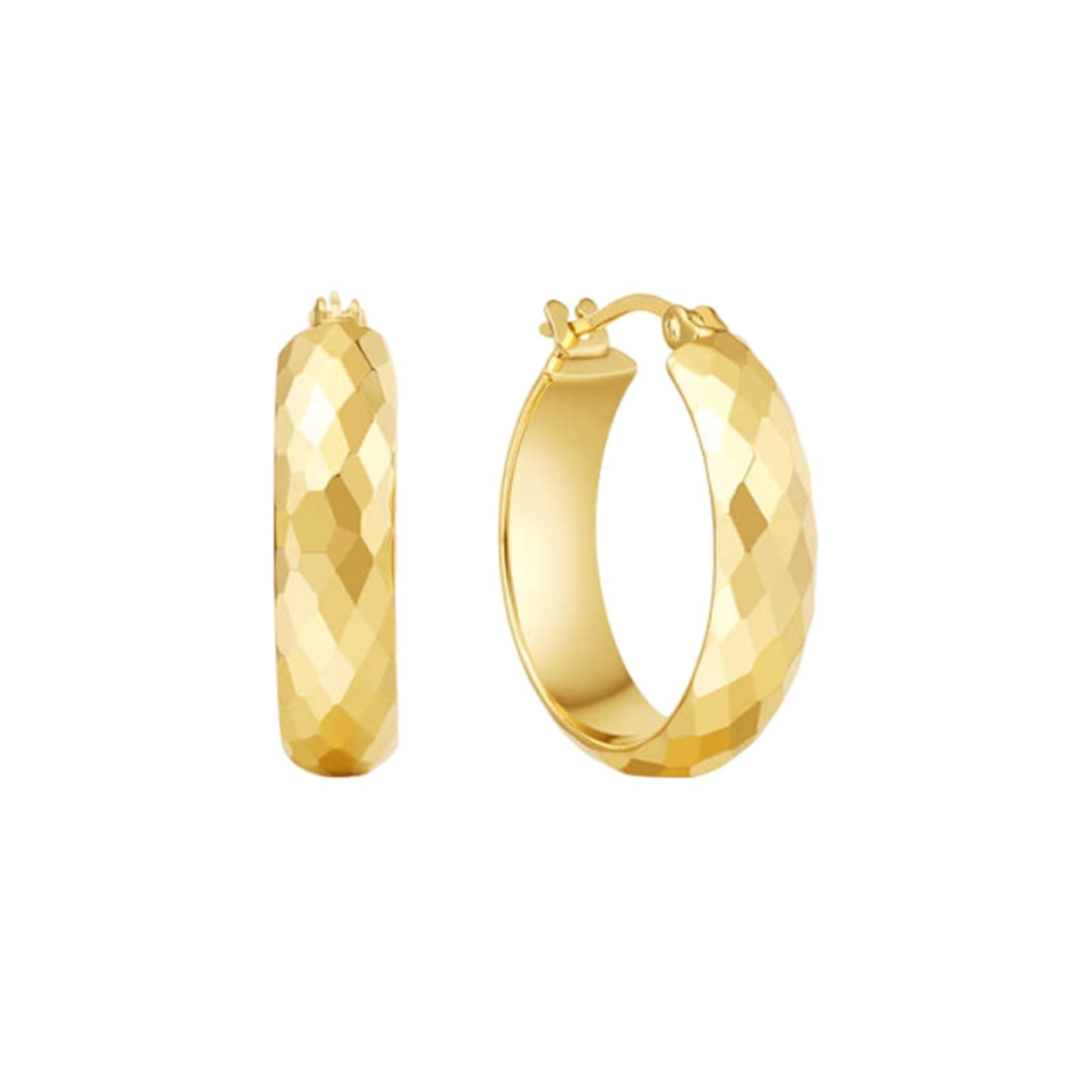 Epinki Creole Hoop 9K/14K/18K żółte złoto, klasyczne kolczyki vintage, kolczyki secesyjne Au 750/585/375 prawdziwa biżuteria,, 14-karatowe żółte złoto (585), Bez cyrkonii