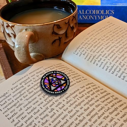 Image of Stained Glass 6 Year AA Chip Sobriety Coin Medallion, Fragments to Freedom Alcoholics Anonymous Addiction Recovery Anniversary Token, Inspirational Sober Gifts for Men and Women by the Token Shop