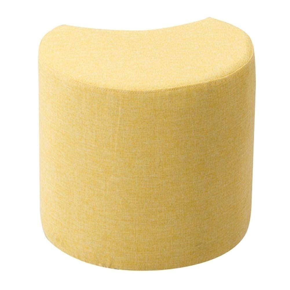 Tabouret pouf en tissu pour salon et dressing - Petit repose-pieds jaune