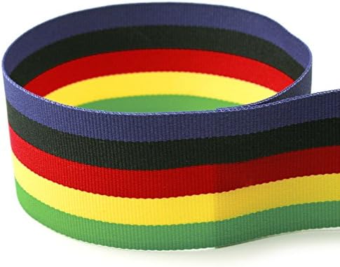 USA Made 7/8" Olympic Striped Grosgrain Ribbon (Blue, Black, Red, Yellow, Green Ribbon) - 100 Yards
