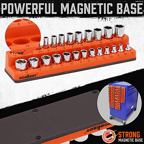 Magnetic Socket Organizer Set, Horusdy Metric 3-Piece Magnetic Socket Holder, 1/4", 3/8", 1/2" Holds 75 Pieces Magnetic Socket Trays. #TOP3
