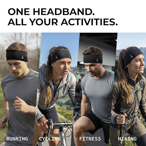 Image of French Fitness Revolution - Stretchy Sports Headband for Men & Women - Guys Sweatband for Running, Cycling, Basketball, Yoga, Fitness - Moisture Wicking Workout Hairband - Made in Europe