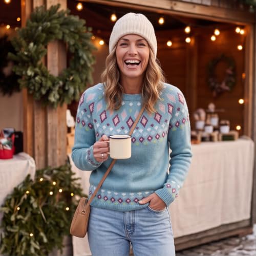 Knit Sweater for Women Crew Neck Graphic Print Casual Tunic Sweaters - image 3