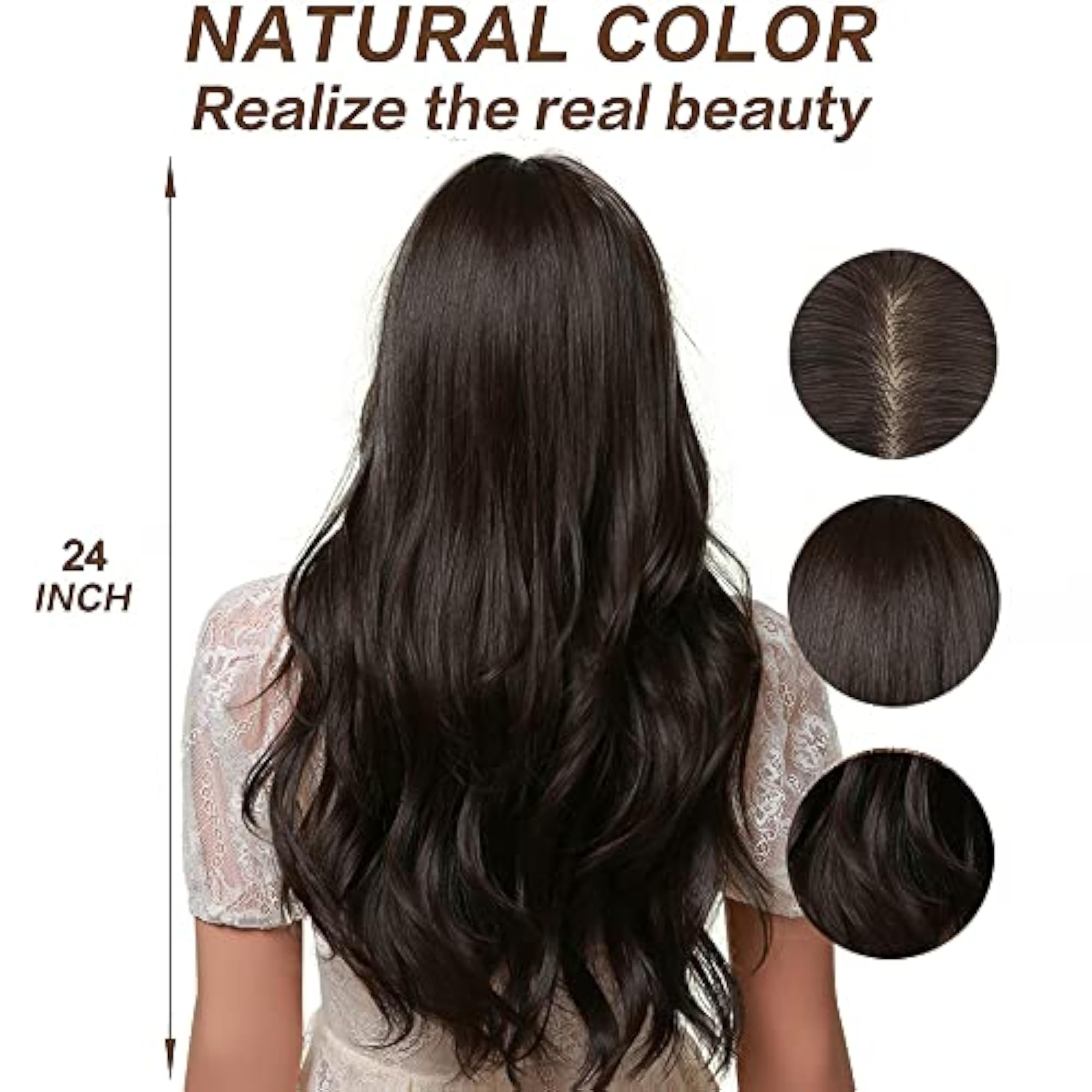 Women's Synthetic Long Wavy Front Hair Wig, 24 Inches
