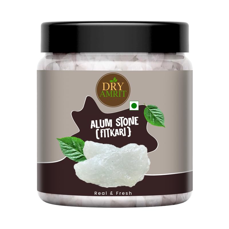 DRY AMRIT Organic Phitkari Alum Stone for Face 1kg| Fitkari Stone for Skin Tightening, After Shave & Water Purification | Premium White Crystals Fitkiri Alum | Gentle & Effective