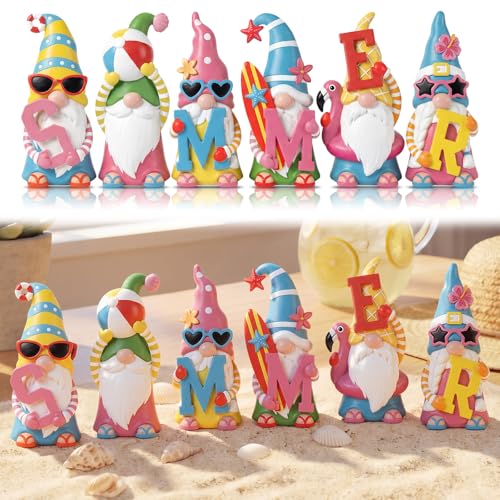 ShinyRelief 6 Pcs Christmas in July Figurines Resin Gnome Tabletop Sea Star Shell Sculpture Decoration Summer Christmas Table Centerpiece for Dining Room Home Party Supplies Gifts Decor