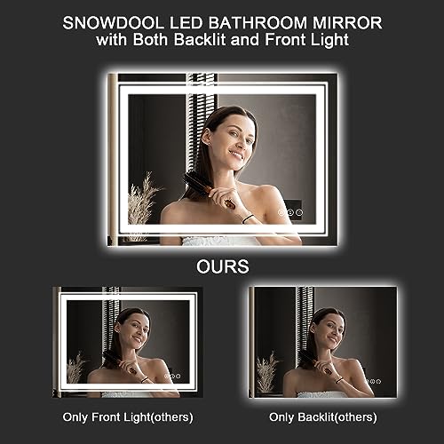 LED Bathroom Mirror, 60"X40" with Front and Backlit, Anti-Fog, Large Bathroom Vanity Mirror for Wall, Memory Function, Stepless Dimmable, Tempered Glass (Horizontal/Vertical)
