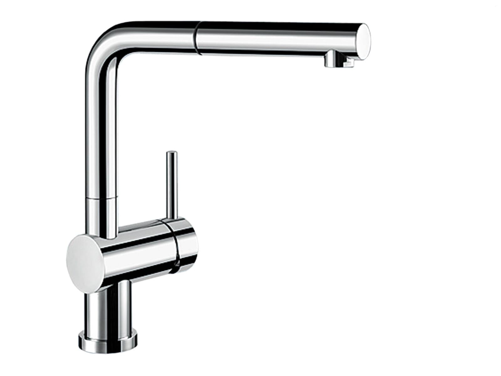 BLANCO LINUS-S-F 514023 Grifería de cocina extraíble con cabezal de manguera extraíble, para colocar el fregadero frente a la ventana, superficie de cromo, alta presión, 1 pieza