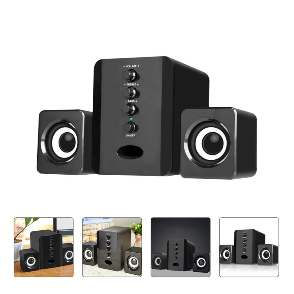 Altoparlante Compatto USB per Computer e Telefono Nero in Plastica Interfaccia Audio 3.5mm e Alimentazione Dc5v per Ufficio e Desktop Colore Casuale