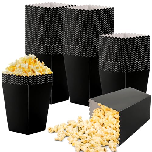 200 Pcs Mini Popcorn Boxes for Party Black Popcorn Bags Cardboard...