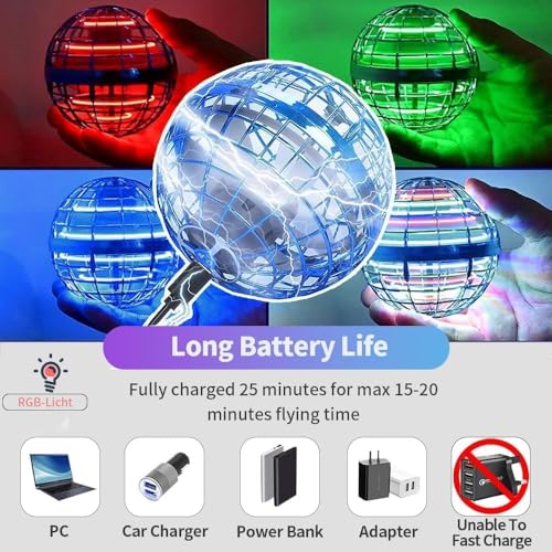 Image of Magic Flying /Throwing Orb Ball |360 Rotating Hand-Controlled Spinner| with Small remot for on and Off | USB Rechargeable Hover Ball for Kids & Adults | Safe, Lightweight & Fun Gift