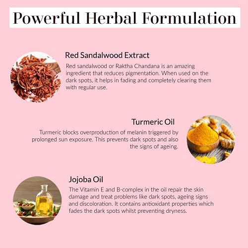 Image of Dark Spot Corrector Cream for Removing Dark Spots, Pigmentation, Blemishes, Acne Scars & Uneven Skin With Red Sandalwood, Turmeric & Jojoba Oil 30g