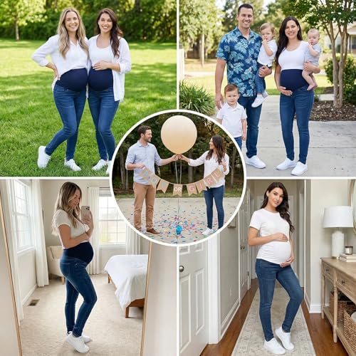 Image of PACBREEZE Women's Maternity Jeans Over Belly Skinny Stretchy Denim Pants Comfy Slim Pregnancy Pants