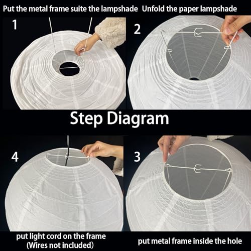 Image of Round Irregular Wave Design Paper Lampshade, Collapsible, Rice Paper, Green, for Living Room, Bedroom Decor, Gift (23.6inc(60cm)), White, HJ-Z1807WH