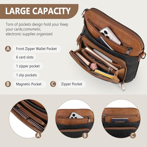 RAINSMORE Crossbody Bags for Women Leather Crossbody Purse Designer Womens Shoulder Handbags Trendy Cross Body Purse4