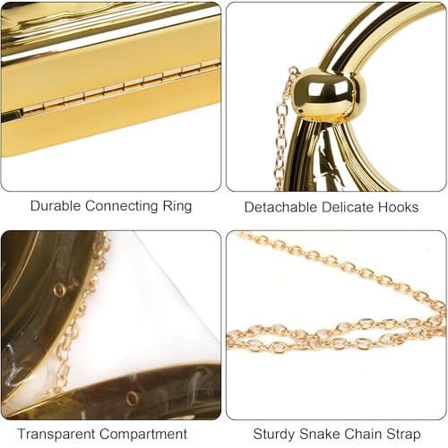 Women Lattice Gold Clutch Purses - Geometric Lattice Metal Clutch Evening Bag Women Golden Stone Cut Clutch Purse for Party4