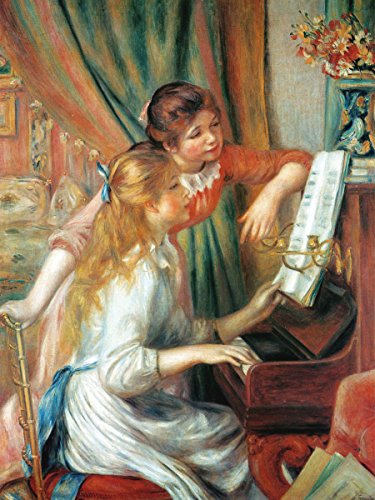 STAMPA SU TELA - CANVAS - FANCIULLE AL PIANO - RENOIR - 50x70CM - SENZA TELAIO