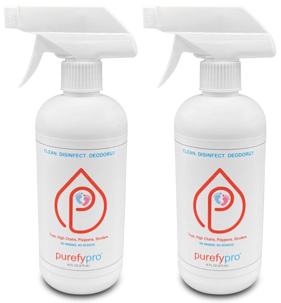 Purefypro Disinfectant Spray 16oz 2pk for Toys High Chair Playpen Strollers - Kills 99 9999 E Coli Norovirus