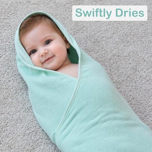 Image of Viviland Baby Towels and Baby Wash Cloths Set Hooded Baby Towels Baby Wipes Absorbent Bath Face Towels Burp Cloths or Face Towels for Girl Boy 6-Pack Size 28 x 28 Inch(Green Bear)
