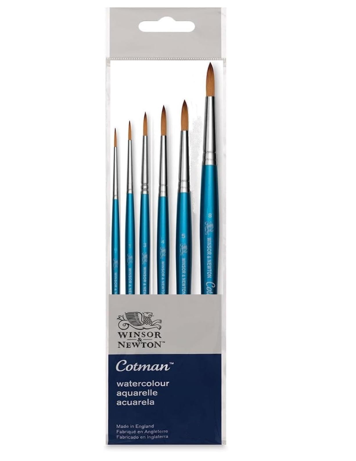 Cotman Winsor & Newton - Pincel de Acuarela (Mango Corto, Serie 111) NO. 0. 1. 3. 4. 5. 8