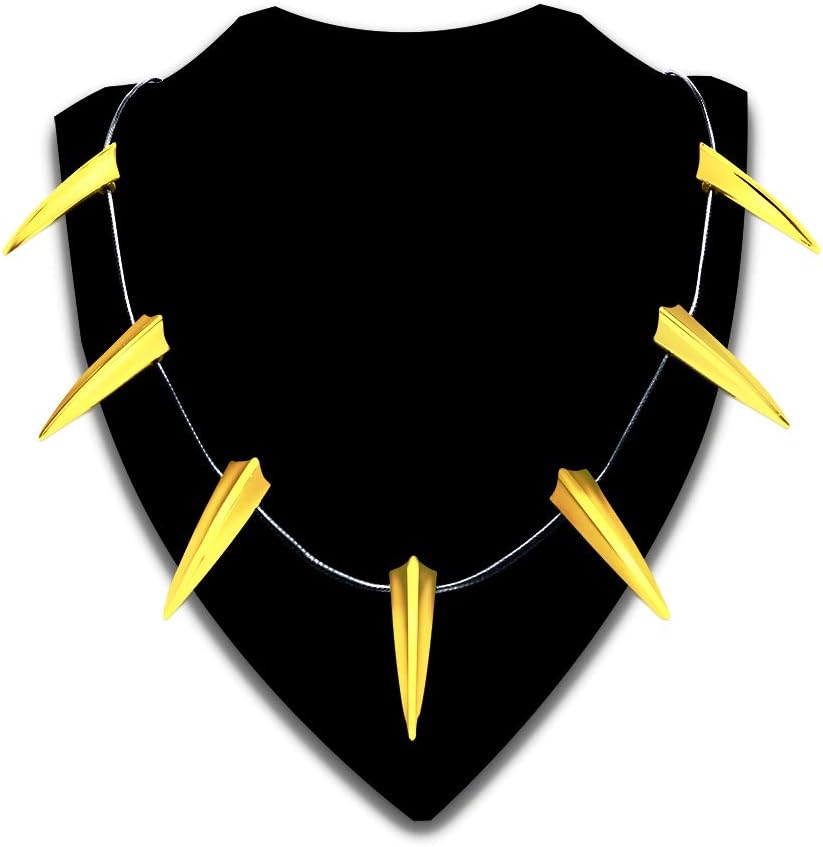 Byondever Black Panther Necklace for Men 14K Plated Stainless Steel Cosplay Wakanda King T'Challa Boys Chain Choker Necklace
