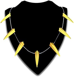 ABONDEVER Byondever Black Panther Necklace for Men 14K Plated Stainless Steel Cosplay Wakanda King T'Challa Boys Chain Choker Necklace,