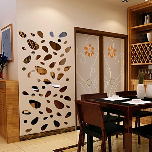 Tuscom 12Pcs 3D Mirror Vinyl Removable Wall Sticker Decal Home Decor Art Diy, (Silver) #TOP3