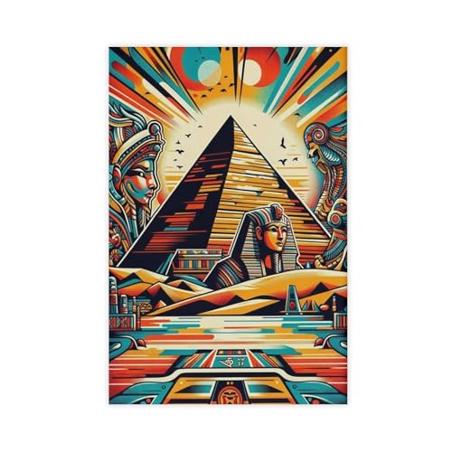 Poster Égypte Pyramide et Sphinx en toile 60x90 cm décoration murale