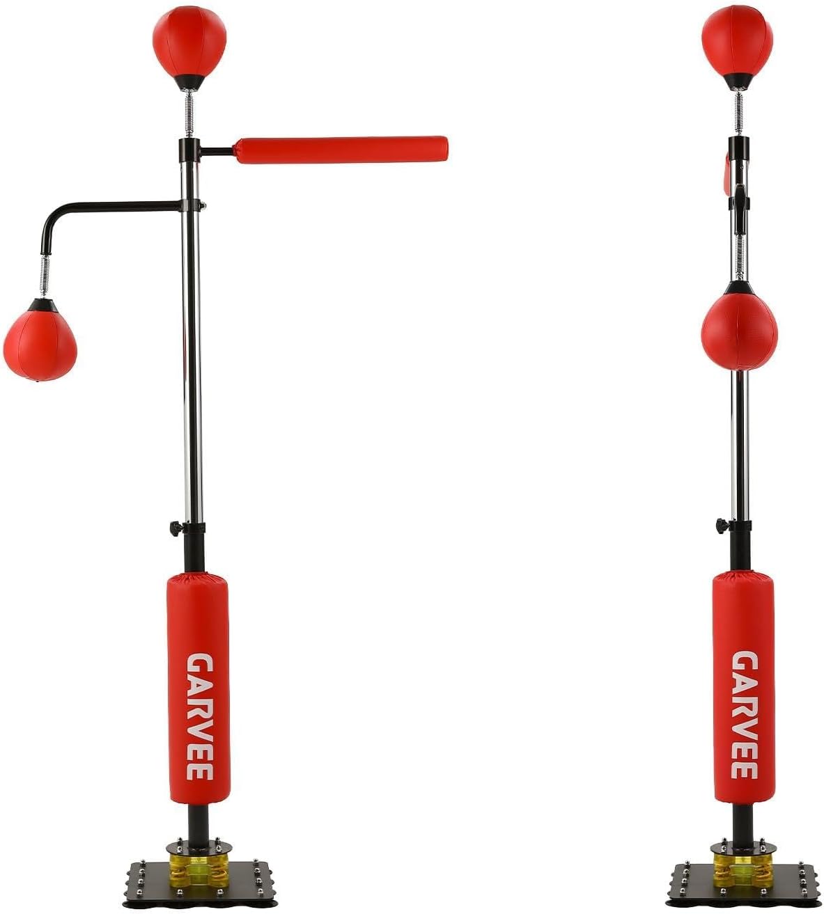 Garvee Boxing Punching Bag with Speed Ball, Suction Cup Portable Base - Adjustable Height 106 * 140-205cm, PU Ball 24X18CM, Free Standing 60X6cm, Durable Steel Base 340X340X4mm