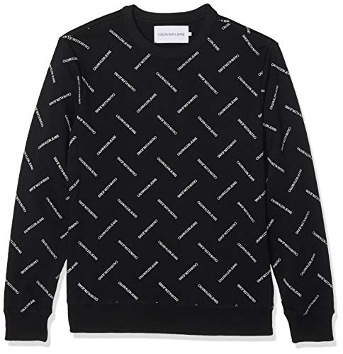 Preisvergleich Produktbild Calvin Klein Jeans Herren Instit AOP Crew Neck Pullover, Ck Schwarz, L