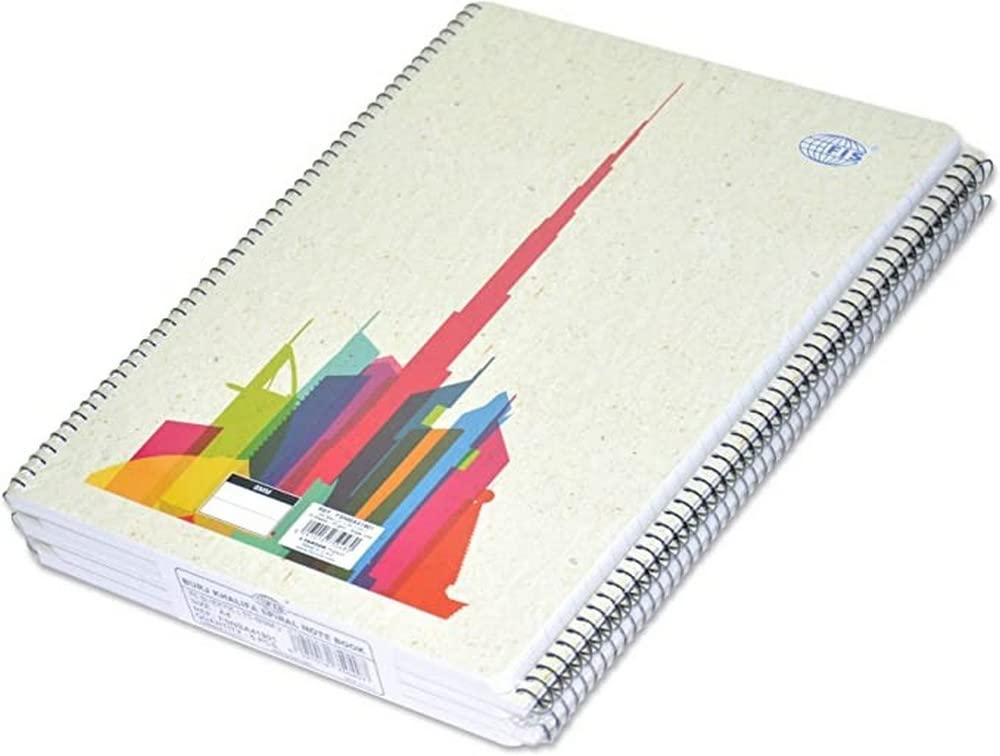 FIS FSNBA41901 70 GSM 8 mm Single Line Burj Khalifa Spiral Notebook 5-Pieces, 70 Sheets, A4 Size