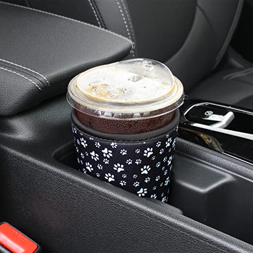Image of 3 Pack Reusable Iced Coffee Sleeves - Xumbtvs Insulator Sleeve for Cold Beverages, Neoprene Coffee Cup Holder (Black paw)