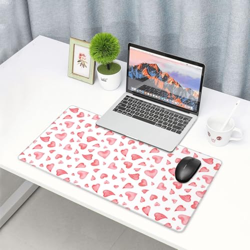 Alfombrilla de escritorio antideslizante grande con romántico estampado de corazones 6
