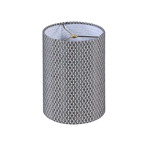 Image of Aspen Creative 31609A Contemporary Drum (Cylinder) Shaped Spider Construction Lamp Shade in Black and White Weave, 8 inch wide (8 inch x 8 inch x 11 inch)