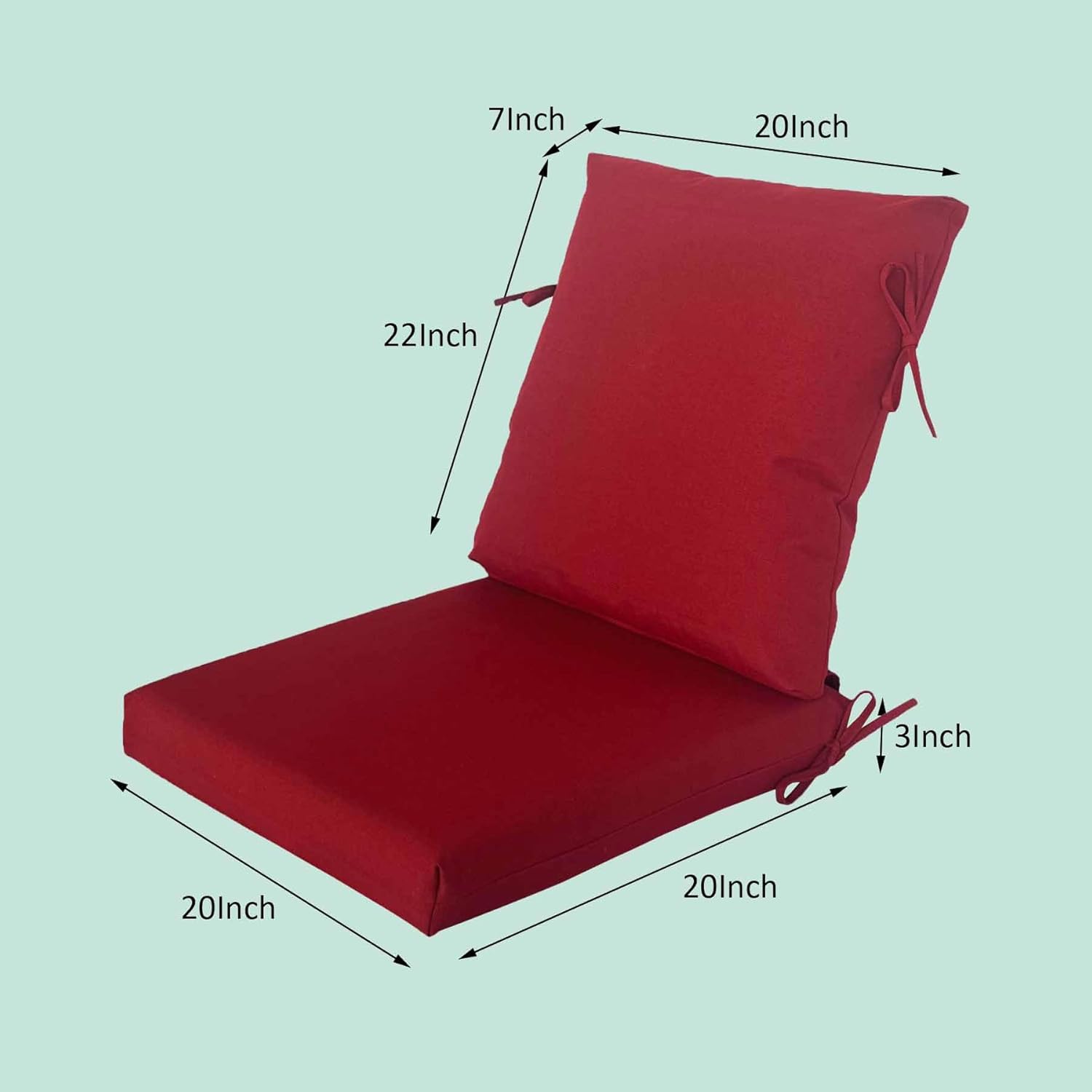 20"x42" Outdoor Dining Chair Cushion, Set of 1,Water-Proof Stain-Resistant, UV-Resistant 1000+ Hrs, 30D Foam with Recycled Fiber Fill,YKK Zippers,Chili-TPU