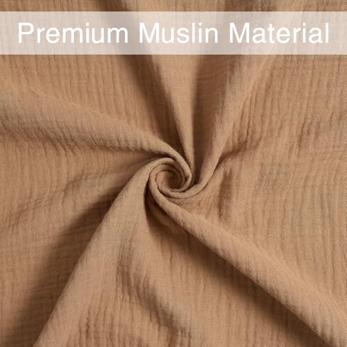Image of Meracorallo Muslin Swaddle Blanket, 100% Cotton Receiving Blanket, Tan | Soft Breathable Swaddle Wrap for Baby Boys and Girls