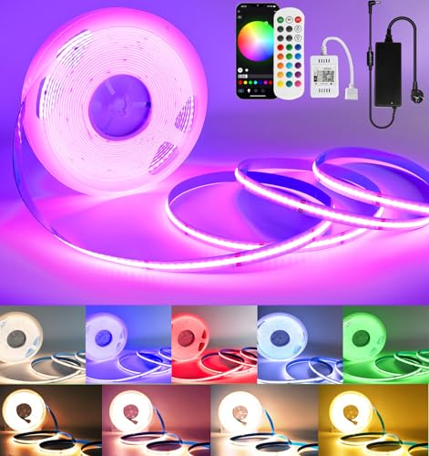 SUBOSI 10M WIFI Intelligent COB RGBW+Warmweiß 24V LED Streifen Strip Lichterkette 672LEDs/M 6720LEDs LED Band Lichtleiste Arbeitet mit Google Home Assistant/Alexaz