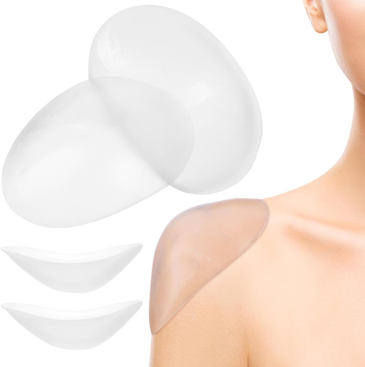 CORHAD 2pairs Adhesive Silicone Shoulder Pads for Women Transparent Non-Slip Shoulder Enhancer for Clothing Washable and Reusable with Cushioning Comfort image 3
