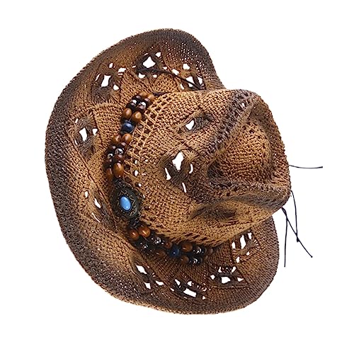 COLLBATH Cowboy Unisex Wide Brim Sunshade for Summer Leisure Travel and Stage Performance Lightweight Comfortable Straw Material for Parties and Cosplay Coffee