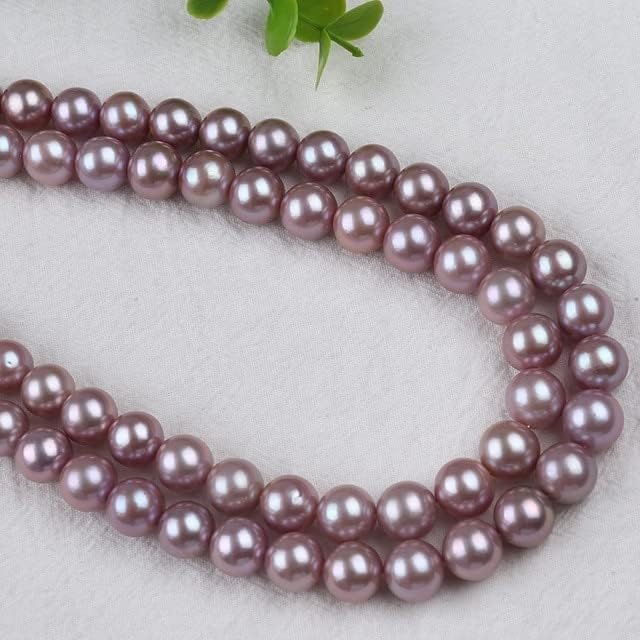 Davitu 10-12/0.472-0.551 in Hilo de perlas de agua dulce Natural Purple Edison Redondo Perlas sueltas Cadena para la fabricación de joyas - (Color: