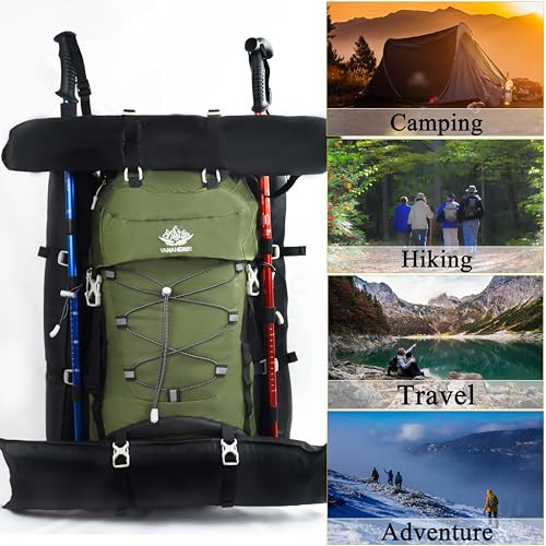 Mochila de senderismo y camping 60L con cubierta impermeable miniatura 6