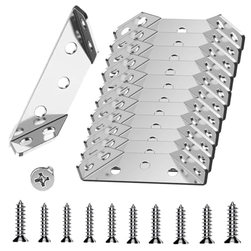 L Brackets for Wood - 12PCS Corner Brackets Universal Stainless Steel Furniture Corner Connector Metal Angle Bracket Corner Braces for Wood Small L Bracket for Shelves Cabinet Drawer Chair Table