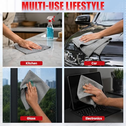 Image of Autofy Microfiber Cleaning Cloth Roll 25 Pcs 30x30 cm 5000 Times Washable Reusable Kitchen Towel Roll 44% Bigger Sheets 10X Cheaper Than Paper Towels Lint Free Tearable Wipes for Kitchen Car & Glass