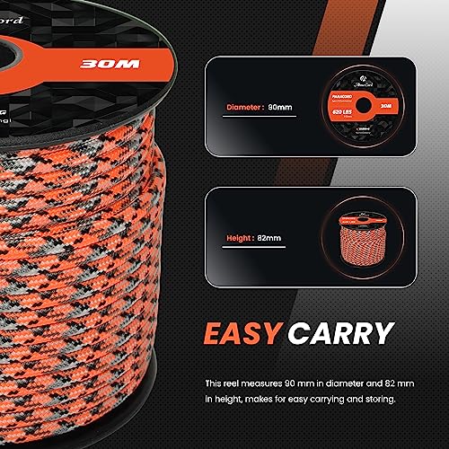 Abma Cord Paracord 620 lbs 4mm 9 Strands 100% Nylon 30M - Corrosion, Multi Color-corrosion, 30 Meters - Image 2