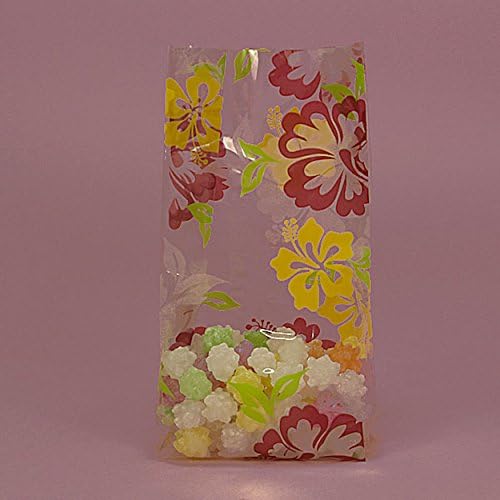 Panda Party Supplies Hawaiian Luau Hibiscus Flower Cello Treat Bags (100)