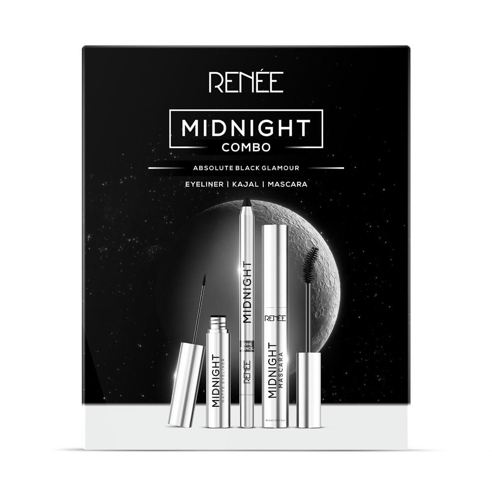 RENEE Midnight Combo | Kajal + Eyeliner + Mascara | Long Lasting | Smudge-Proof | Easy to Use Makeup Kit Set | Highly Pigment | Darkest Black | Vitamin E Infused | Travel-Friendly | Ideal for Gifting | Wedding-image-21