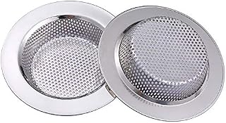 Yizhet 2pcs Kitchen Sink Strainer, Stainless Steel Sink Drain Filter Bathroom Hair Catcher Shower, Plug Hole Cover, Bathtub Drain Cover for Kitchen Bathroom, Outer Diameter 112mm (4.41 inch)