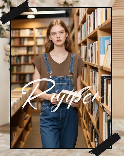 Riyiper 4 Pack Women's Cap Sleeve T-Shirts V Neck Loose Fit Cotton Tops Basic Cute Casual Summer Tees4