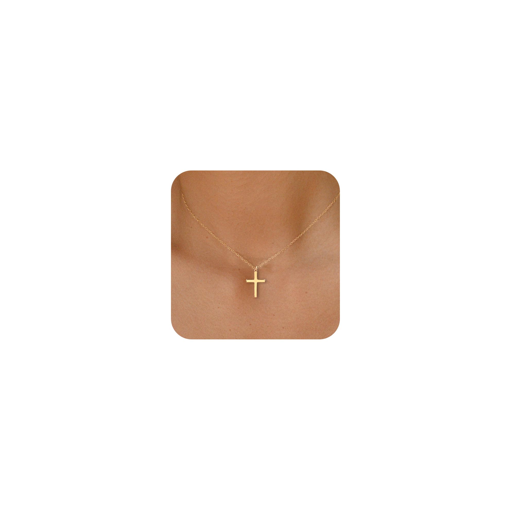 Moodear Cross Necklace for Women - Dainty 14K Gold Plated/Sterling Silver/Rose Gold Layered Cross Pendant Simple Cute Necklaces for Women Trendy Jewelry Gifts